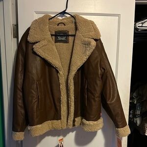 Brown Shearling-Lined Leather Jacket